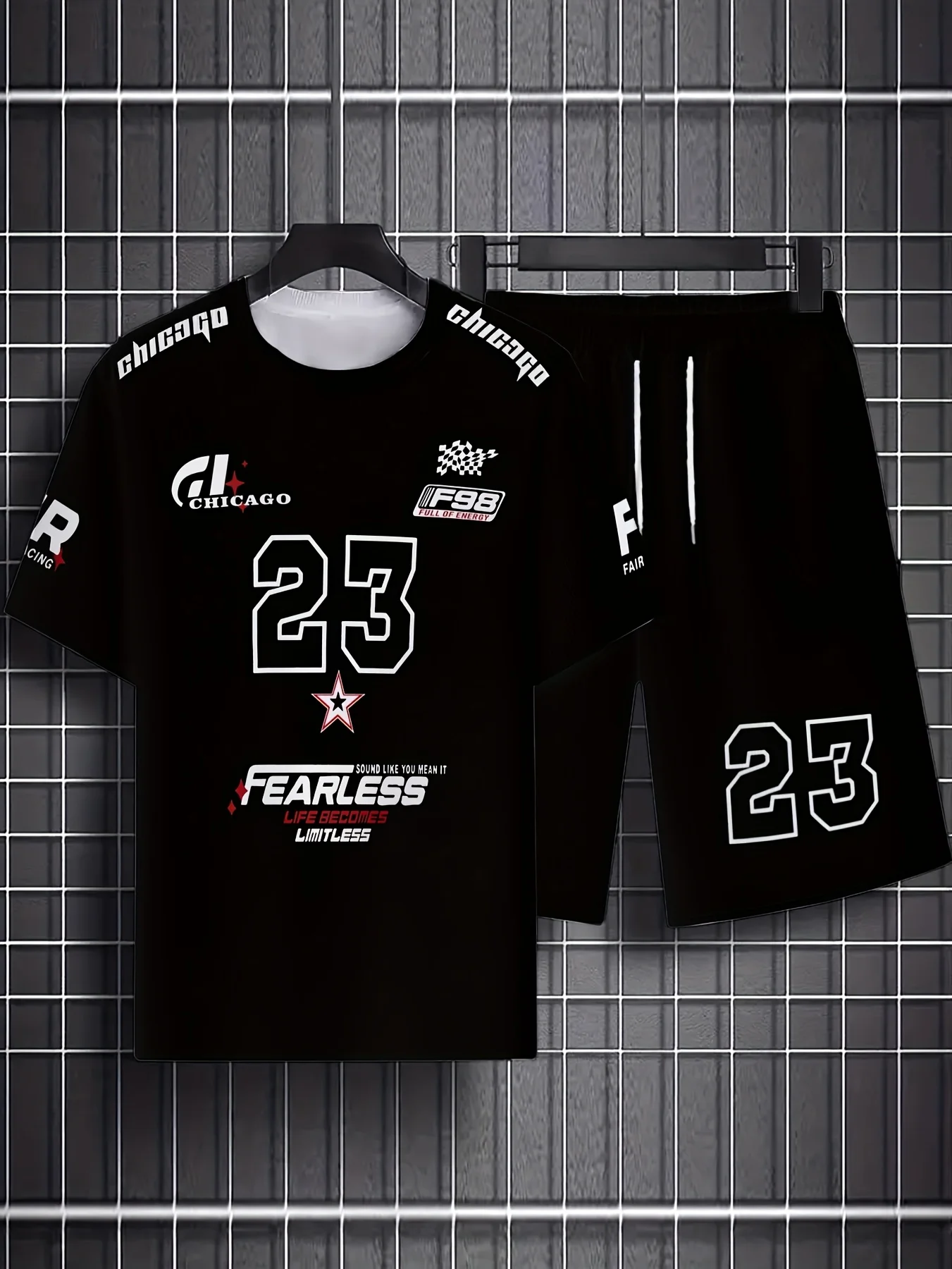 Men's 3D printing, T-shirt and drawstring shorts, fashionable 23 print suit, suitable for outdoor sports and leisure outings
Men's 3D printing, T-shirt and drawstring shorts, fashionable 23 print suit, suitable for outdoor sports and leisure outings