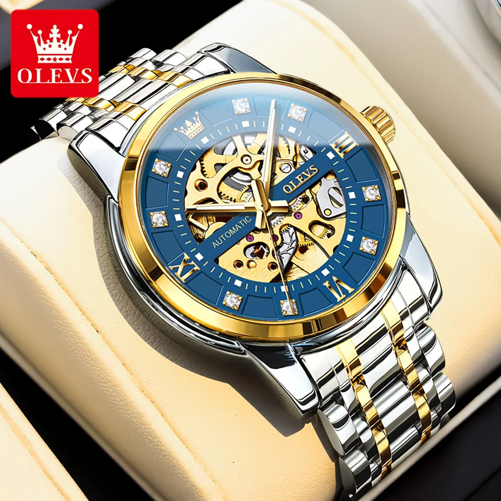 OLEVS Brand New Fashion Blue Skeleton Mechanical Watch for Men Luxury Stainless Steel Waterproof Luminous Hollow Watches Mens
OLEVS Brand New Fashion Blue Skeleton Mechanical Watch for Men Luxury Stainless Steel Waterproof Luminous Hollow Watches Mens