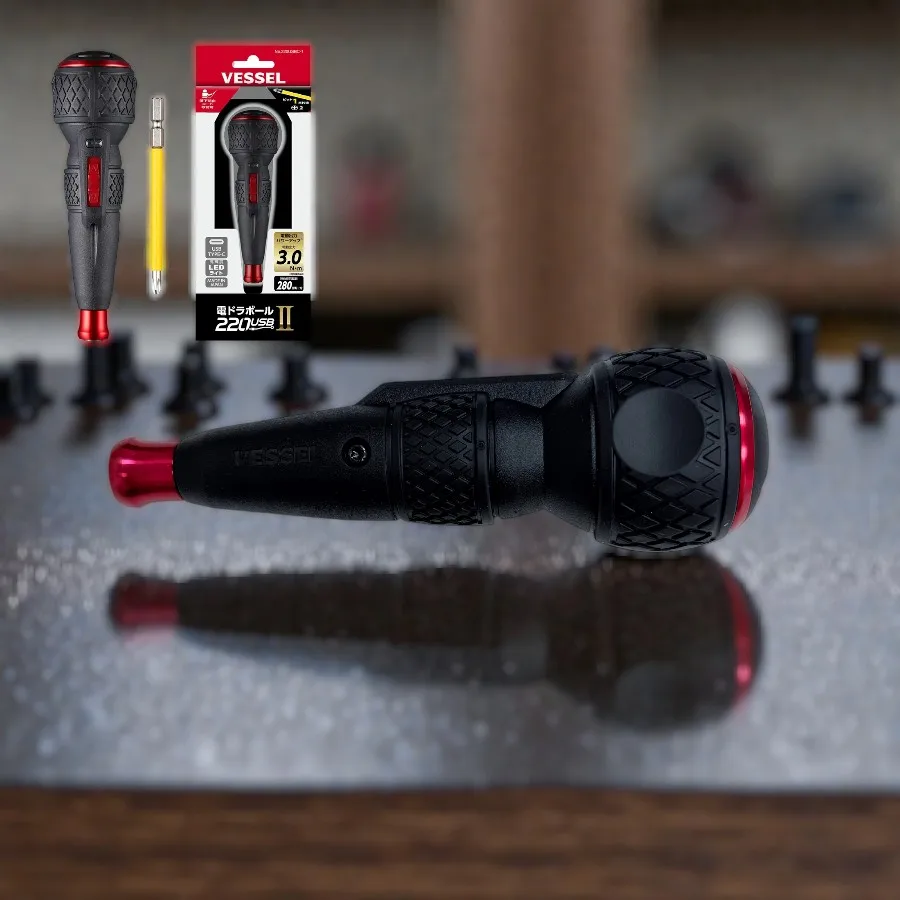 Электрический шуруповерт VESSEL JIS, крутящий момент 3 Нм (электрический), 12 Нм (ручной), 220USBC-1
Электрический шуруповерт VESSEL JIS, крутящий момент 3 Нм (электрический), 12 Нм (ручной), 220USBC-1