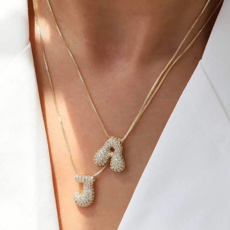 Bubble Letter Necklace With Zirconia 18K Gold Plated Balloon Initial Pendant Puffy Letter Necklace CZ Jewelry Gift for Women
Bubble Letter Necklace With Zirconia 18K Gold Plated Balloon Initial Pendant Puffy Letter Necklace CZ Jewelry Gift for Women