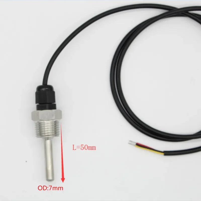 PT1000 Housing Platinum Resistance Temperature Sensor G1/2 Thread Probe DIA=7mm 1.5 m PVC 3-core Wire Stainless Steel L30-300mm
PT1000 Housing Platinum Resistance Temperature Sensor G1/2 Thread Probe DIA=7mm 1.5 m PVC 3-core Wire Stainless Steel L30-300mm