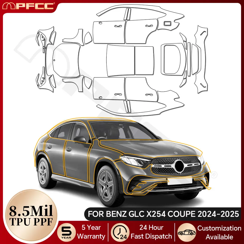 For Mercedes Benz GLC X254 Coupe 2024 2025 TPU Paint Protection Film Pre-cut PPF Car Body Clear Bra Anti-scratch Resistant Cover
For Mercedes Benz GLC X254 Coupe 2024 2025 TPU Paint Protection Film Pre-cut PPF Car Body Clear Bra Anti-scratch Resistant Cover