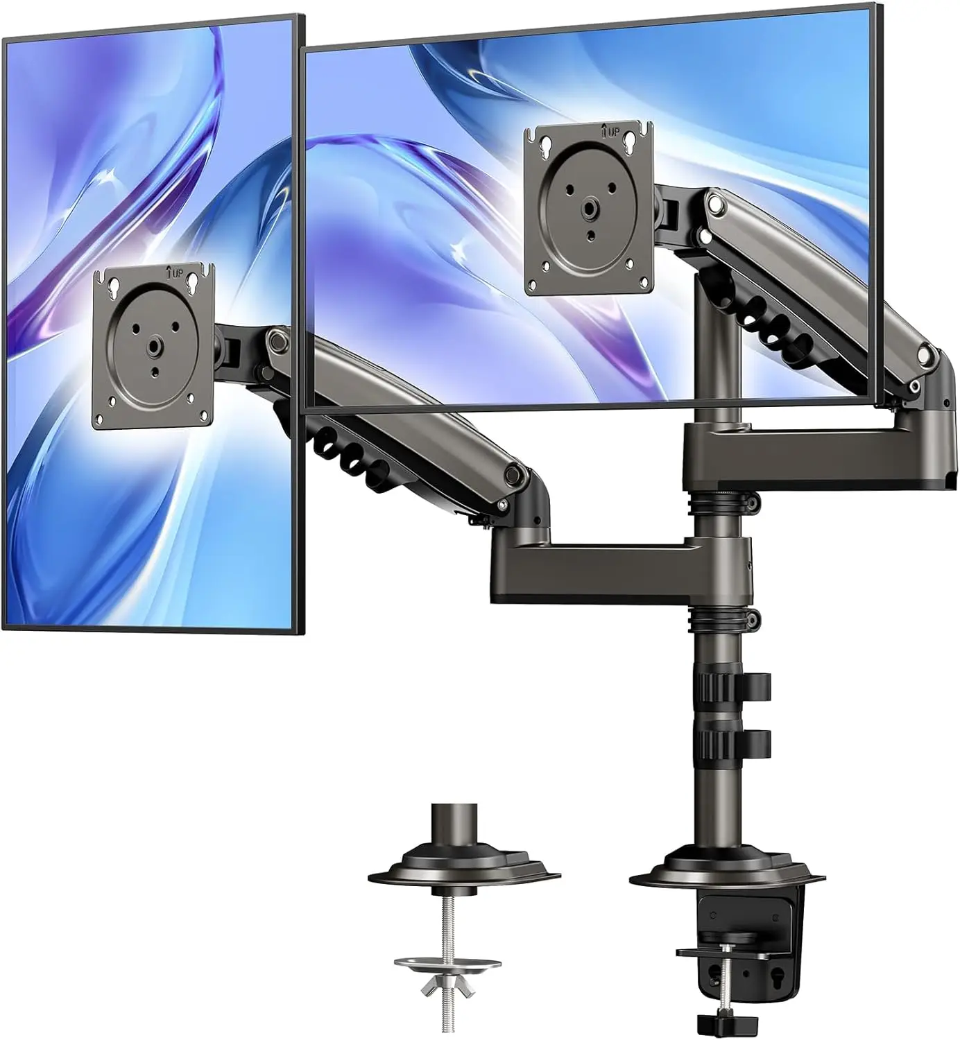 Dual Monitor Stand for 17-32 Inch Screens, Adjustable Tilt/Swivel/Rotate, Max Weight 19.8 lbs, VESA 75/100mm Compatible
Dual Monitor Stand for 17-32 Inch Screens, Adjustable Tilt/Swivel/Rotate, Max Weight 19.8 lbs, VESA 75/100mm Compatible
