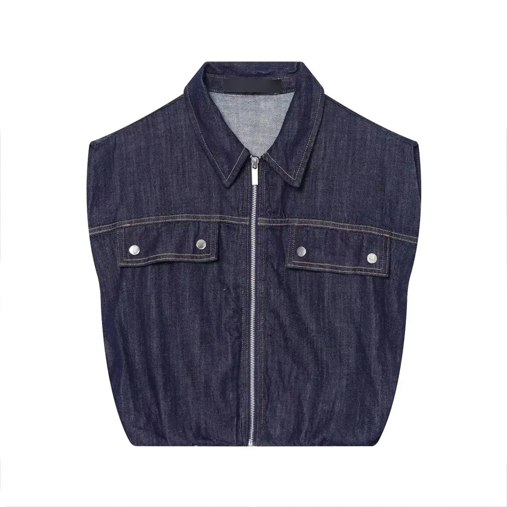 WOMAN 2026 summer new casual and fashionable sleeveless lapel pocket with puffy denim vest retro versatile women's vest chic top
WOMAN 2026 summer new casual and fashionable sleeveless lapel pocket with puffy denim vest retro versatile women's vest chic top