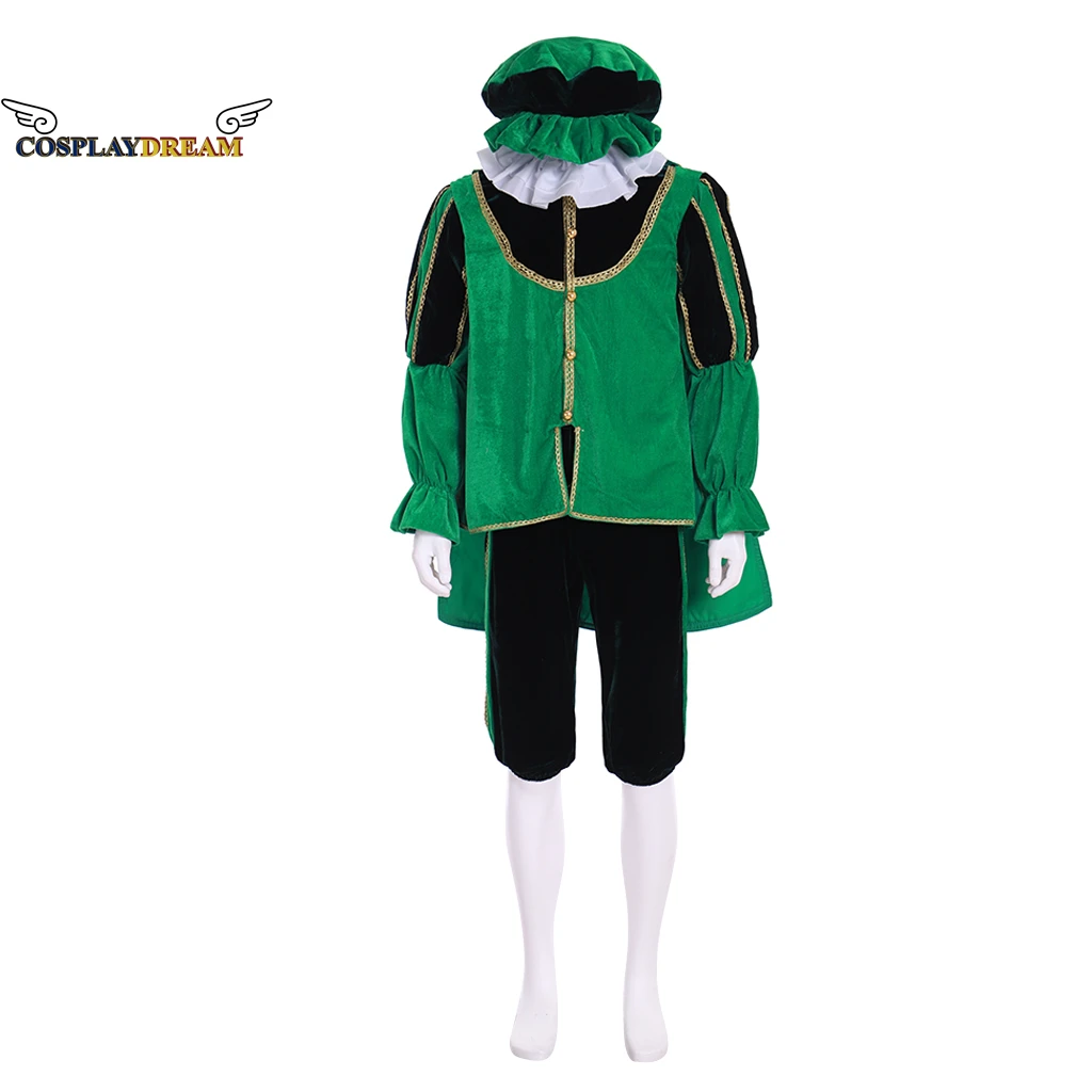 Queen Elizabeth Tudor Period Medieval Men Cosplay Green Outfit Vintage Men's Costumes Medieval Renaissance Green Gown with Hat
Queen Elizabeth Tudor Period Medieval Men Cosplay Green Outfit Vintage Men's Costumes Medieval Renaissance Green Gown with Hat