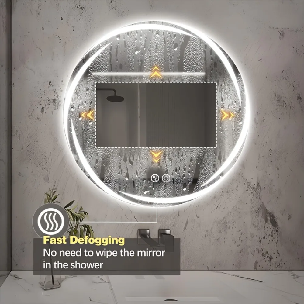 Circular Smart LED Bathroom Mirror with Integrated Lights | Anti - Fog & Dimmable Touch Control | HD Makeup/Shaving Mirror | Wall - Mounted Vanity with Memory Function | US Standard Plug/Switch | 20" Diameter | Modern Bathroom Decor Essential
Circular Smart LED Bathroom Mirror with Integrated Lights | Anti - Fog & Dimmable Touch Control | HD Makeup/Shaving Mirror | Wall - Mounted Vanity with Memory Function | US Standard Plug/Switch | 20" Diameter | Modern Bathroom Decor Essential