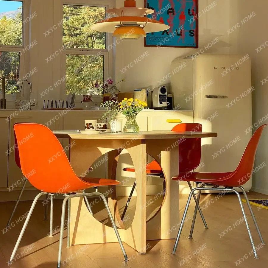 Vintage solid wood dining table - modern minimalist round table for small spaces, home, restaurant, b&b, and cafe
Vintage solid wood dining table - modern minimalist round table for small spaces, home, restaurant, b&b, and cafe