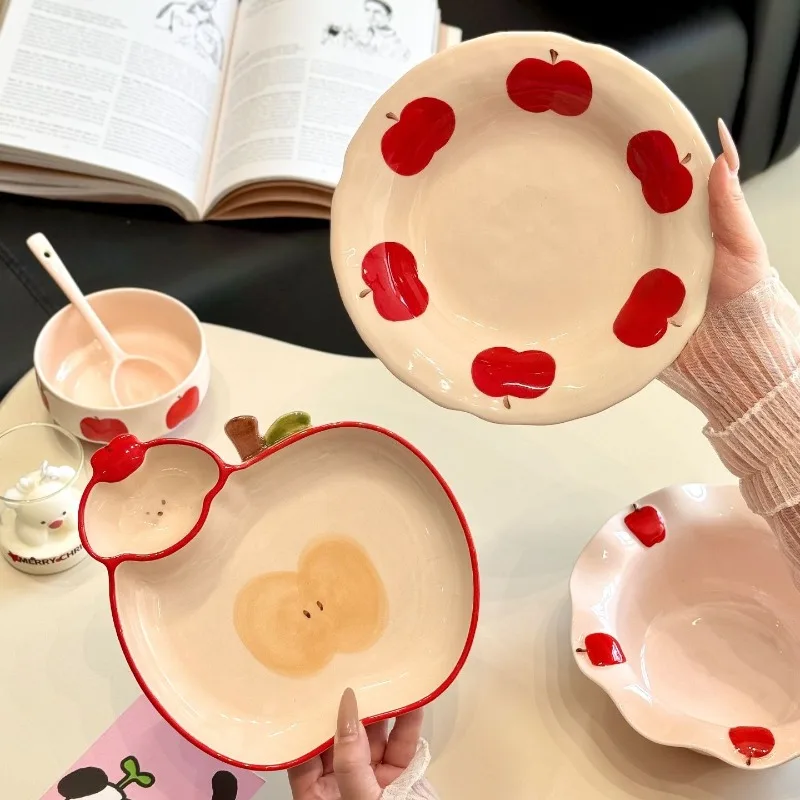 Creative Ceramic Plate Hand-painted Underglaze Apple Print Lace Salad Bowl Cute Home Fruit Salad Plate Microwaveable Tableware
Creative Ceramic Plate Hand-painted Underglaze Apple Print Lace Salad Bowl Cute Home Fruit Salad Plate Microwaveable Tableware