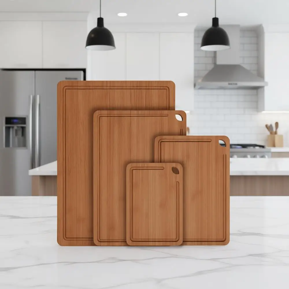 4-Piece Durable Bamboo Cutting Board Set for Busy Kitchens: Smooth Surface & Easy Storage, Ideal for Chopping and Charcuterie
4-Piece Durable Bamboo Cutting Board Set for Busy Kitchens: Smooth Surface & Easy Storage, Ideal for Chopping and Charcuterie