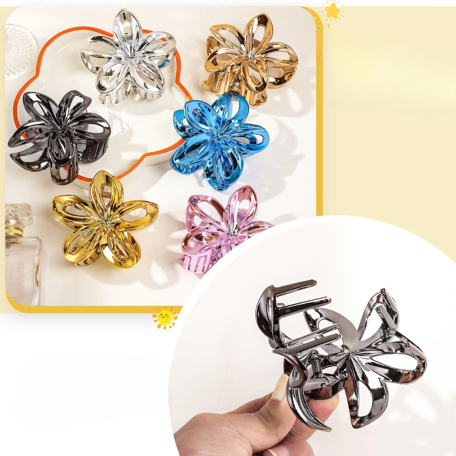 Gold Silver Hollow Egg Flower Hair Claw for Women Girls Fashion Hair Crab Clamps Ponytail Shark Clip Headdress Hair Accessories
Gold Silver Hollow Egg Flower Hair Claw for Women Girls Fashion Hair Crab Clamps Ponytail Shark Clip Headdress Hair Accessories