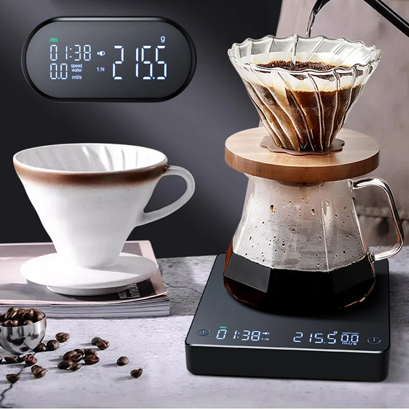 LED Digital Coffee Scale with Timer Wireless Display 0.1g High Precision Measures in Oz/g ml/s Pour Over Espresso Kitchen Scale
LED Digital Coffee Scale with Timer Wireless Display 0.1g High Precision Measures in Oz/g ml/s Pour Over Espresso Kitchen Scale