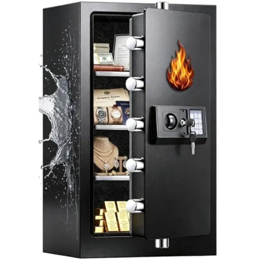 Home safe for cash/documents/valuables: fireproof 1700F/35min, waterproof, 7.5 cuft, heavy-duty 77 lbs, digital keypad, sensor
Home safe for cash/documents/valuables: fireproof 1700F/35min, waterproof, 7.5 cuft, heavy-duty 77 lbs, digital keypad, sensor
