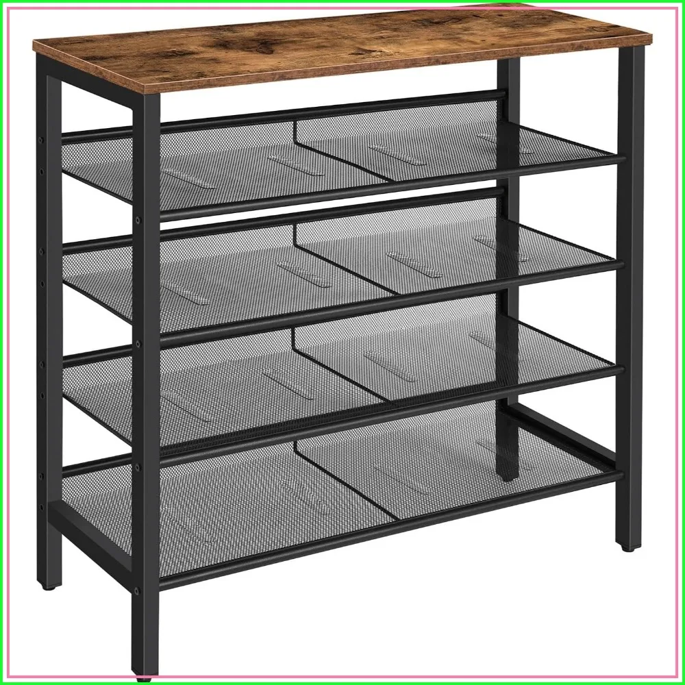 5-Tier Shoe Rack, Adjustable Flat & Slant Shelves, Holds 16 Pairs, Durable, for Entryway, Hallway, Closet, Dorm Room, Industrial Style
5-Tier Shoe Rack, Adjustable Flat & Slant Shelves, Holds 16 Pairs, Durable, for Entryway, Hallway, Closet, Dorm Room, Industrial Style