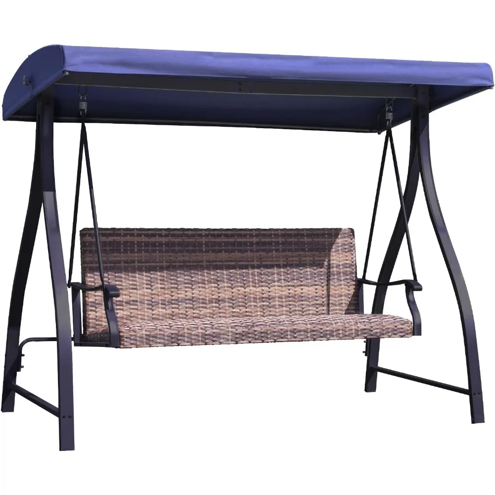 3-Seat Outdoor Porch Swing, PE Wicker Outdoor Garden Swing with Adjustable Canopy and Quick-Drying Foam Seat for Deck, Backyard
3-Seat Outdoor Porch Swing, PE Wicker Outdoor Garden Swing with Adjustable Canopy and Quick-Drying Foam Seat for Deck, Backyard