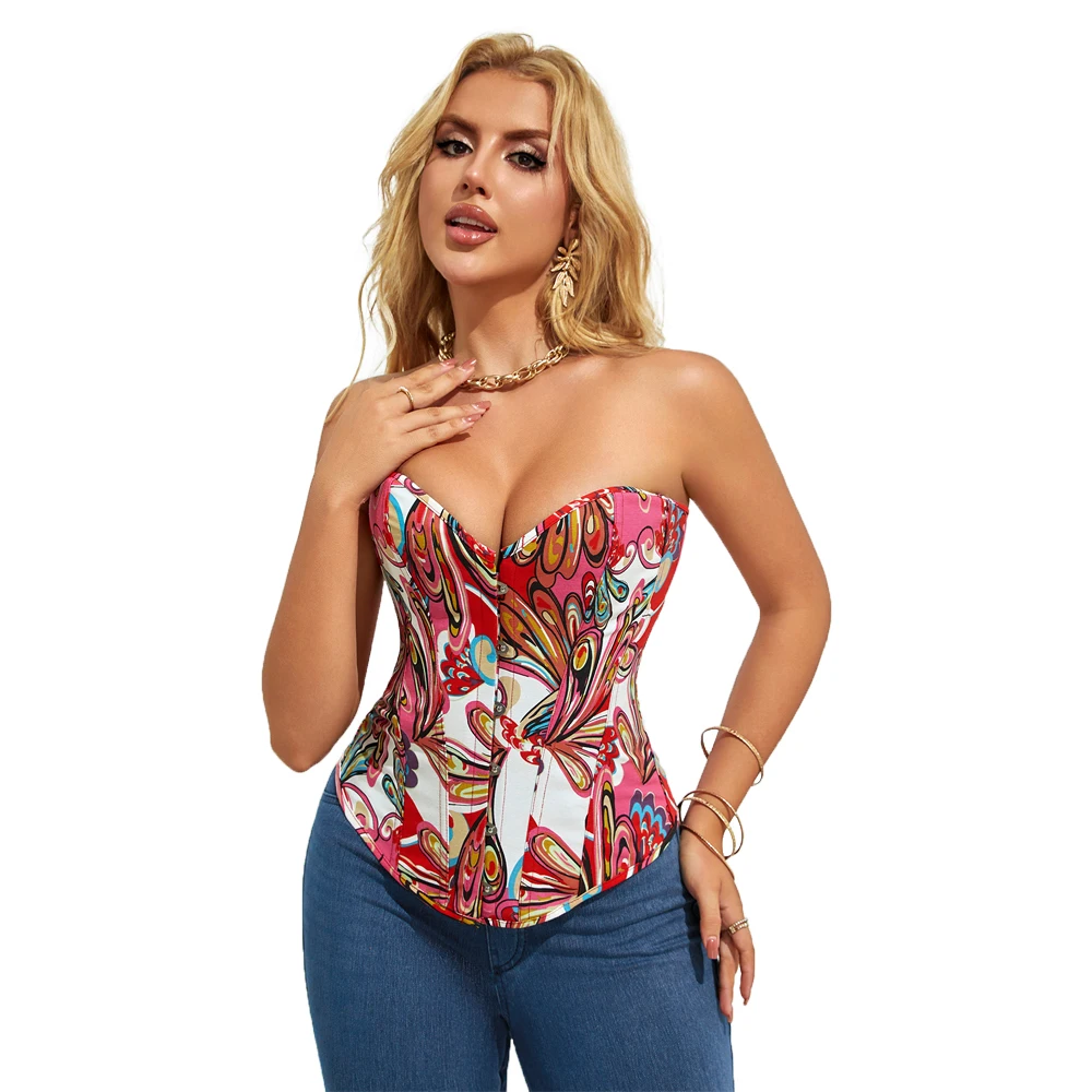 Women Overbust Corset Floral Print Burlesque Lace Up Boned Bustier Top Slim Fit Korset
Women Overbust Corset Floral Print Burlesque Lace Up Boned Bustier Top Slim Fit Korset
