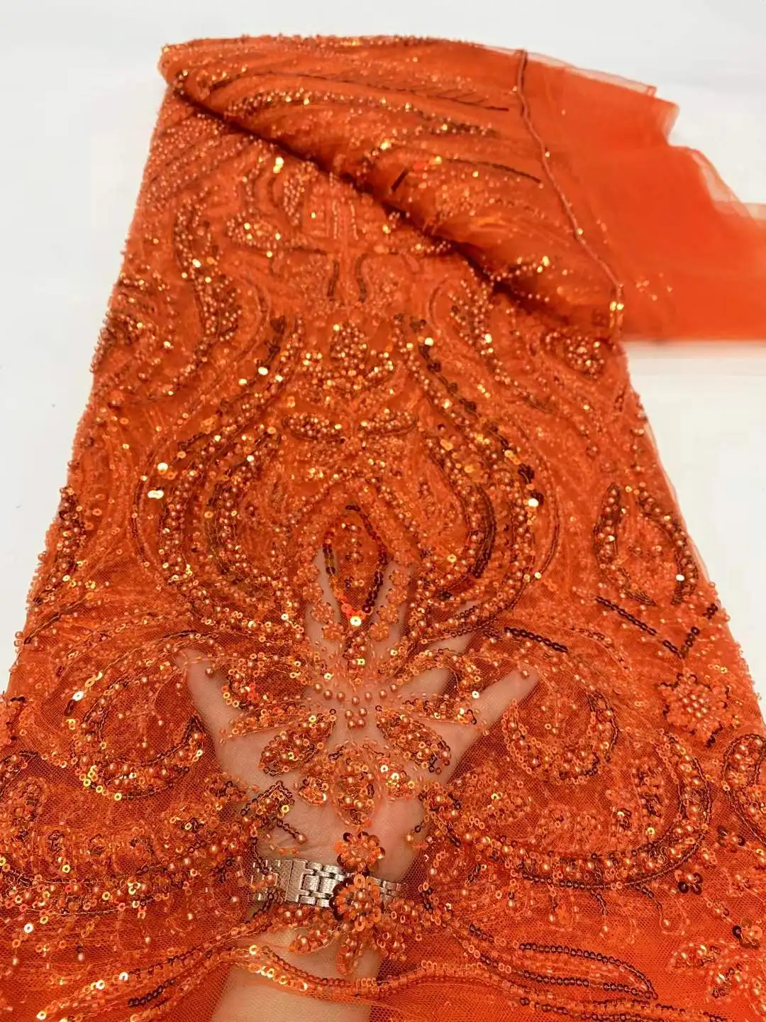 Luxury Sequins Tube Beads Lace Fabric For Wedding 2025 New Design French African Tulle Mesh Lace For Evening Dress
Luxury Sequins Tube Beads Lace Fabric For Wedding 2025 New Design French African Tulle Mesh Lace For Evening Dress