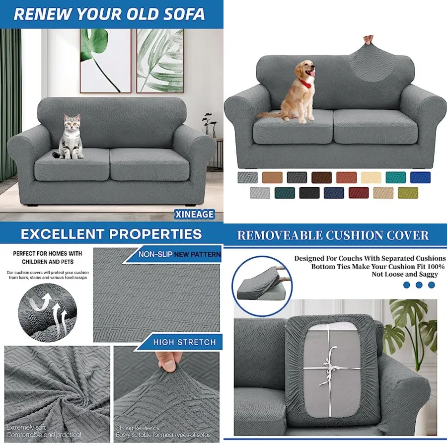 2026 New 3 Pieces Couch Covers for 2 Cushion Sofa Super Stretch Loveseat Slipcover Pet Dog Universal Slip Cover Anti Slip Love
2026 New 3 Pieces Couch Covers for 2 Cushion Sofa Super Stretch Loveseat Slipcover Pet Dog Universal Slip Cover Anti Slip Love