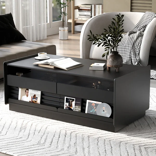 Rectangle Coffee Table, 47.2' Wood, 4 Drawers, 2 Shelves, Luted Style, Tempered Glass
Rectangle Coffee Table, 47.2' Wood, 4 Drawers, 2 Shelves, Luted Style, Tempered Glass