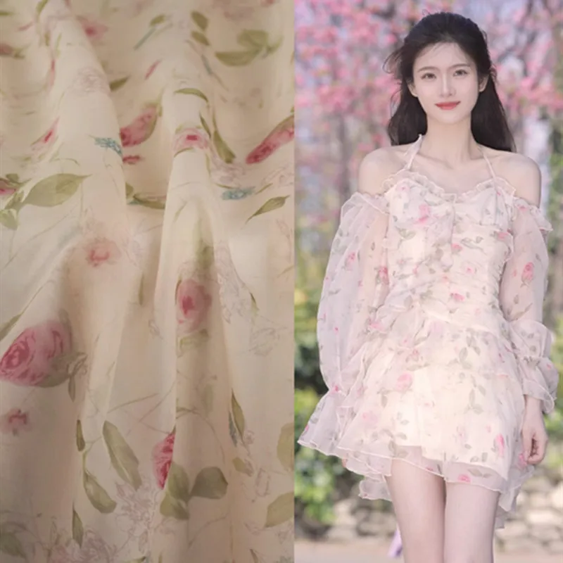 Rose Flower Print Chiffon Fabric for Summer Shirt Dress, Thin, Soft, Transparent, Super Beauty, High Quality, T2036
Rose Flower Print Chiffon Fabric for Summer Shirt Dress, Thin, Soft, Transparent, Super Beauty, High Quality, T2036