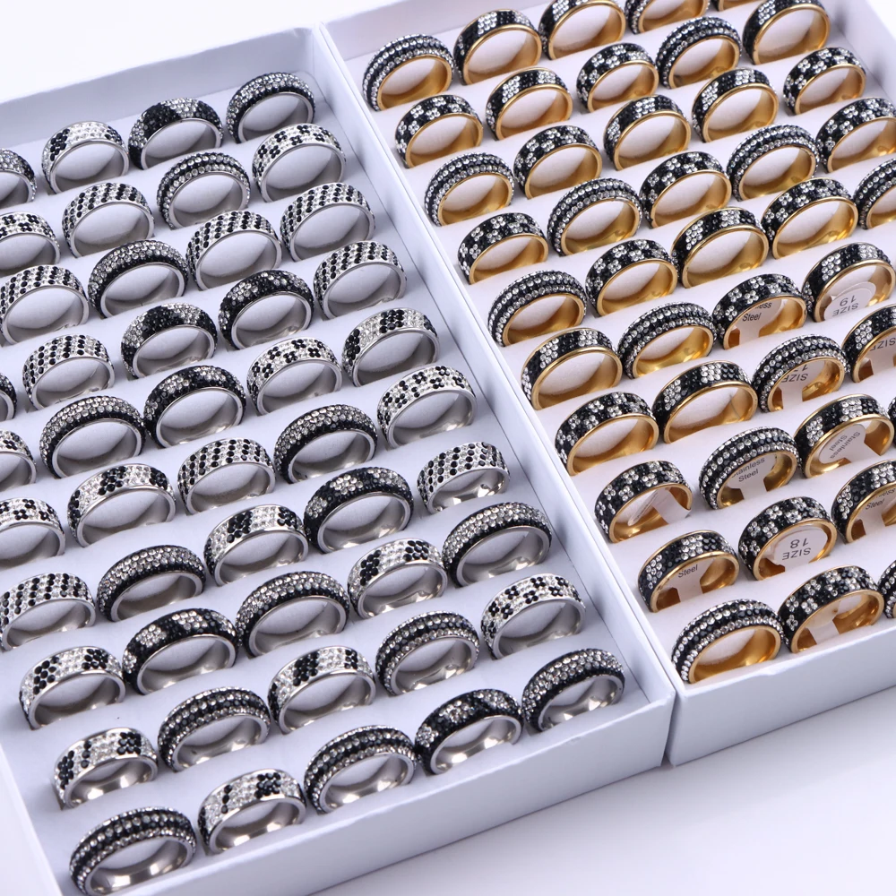 10Pcs/Lot Fashion Five Row Rhinestone Stainless Steel Rings For Women Men Classic Finger Jewelry Wedding Party Gifts Mixed Style
10Pcs/Lot Fashion Five Row Rhinestone Stainless Steel Rings For Women Men Classic Finger Jewelry Wedding Party Gifts Mixed Style