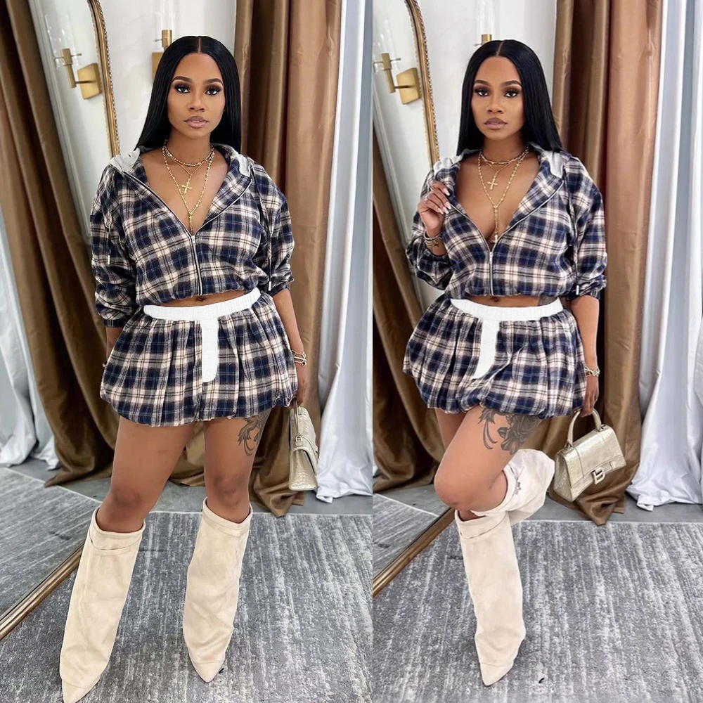 Y2k Fashion Women Skirt Sets Plaid Printed Zip up Hoodie and Mini Skort Suit 2025 Spring Streetwear 2 Two Piece Set Outfits
Y2k Fashion Women Skirt Sets Plaid Printed Zip up Hoodie and Mini Skort Suit 2025 Spring Streetwear 2 Two Piece Set Outfits