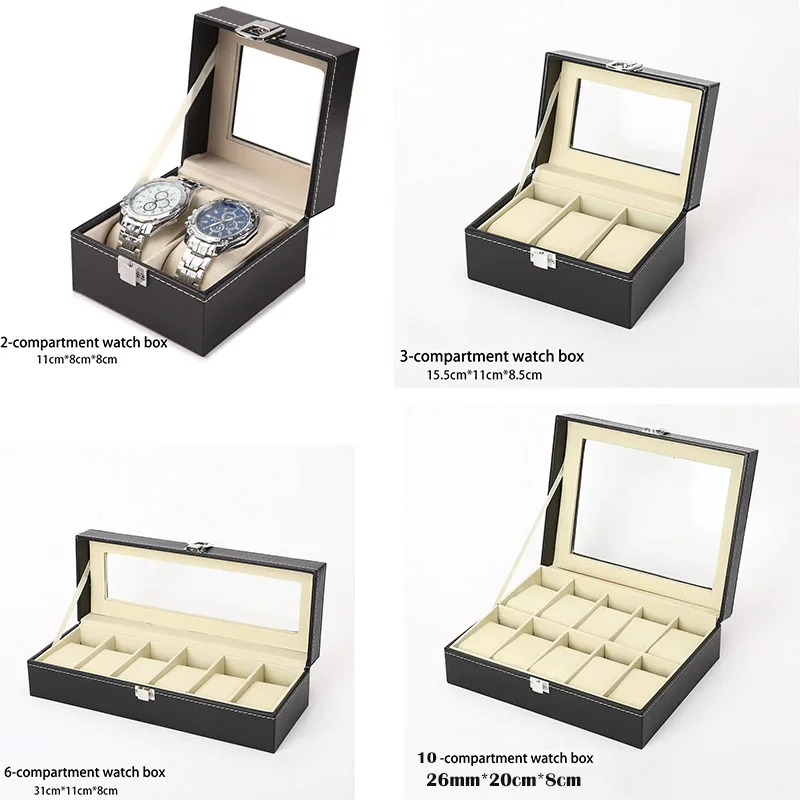 New PU Leather Display Storage Collection Organizer watch box Case With Glass Top Slot Men Watch Bracket Display Box Gifts
New PU Leather Display Storage Collection Organizer watch box Case With Glass Top Slot Men Watch Bracket Display Box Gifts