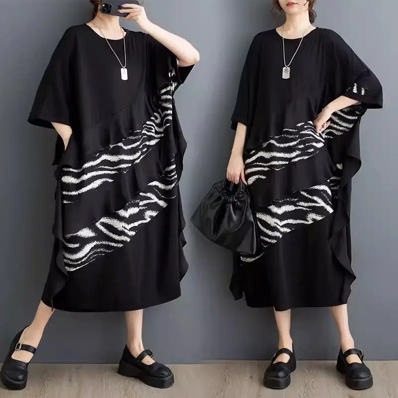 Summer Dress Fashion Casual Print Irregular Splice Loose Large Edition Oversized Casual Women's Short Sleeve Lantern Dress k1048
Summer Dress Fashion Casual Print Irregular Splice Loose Large Edition Oversized Casual Women's Short Sleeve Lantern Dress k1048