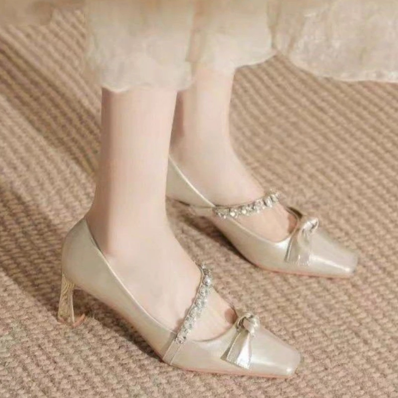 High Heels Women's 2026 Autumn and Summer New Square Head Thick Heels Shoes Rhinestone Shallow Bow Pumps Women
High Heels Women's 2026 Autumn and Summer New Square Head Thick Heels Shoes Rhinestone Shallow Bow Pumps Women