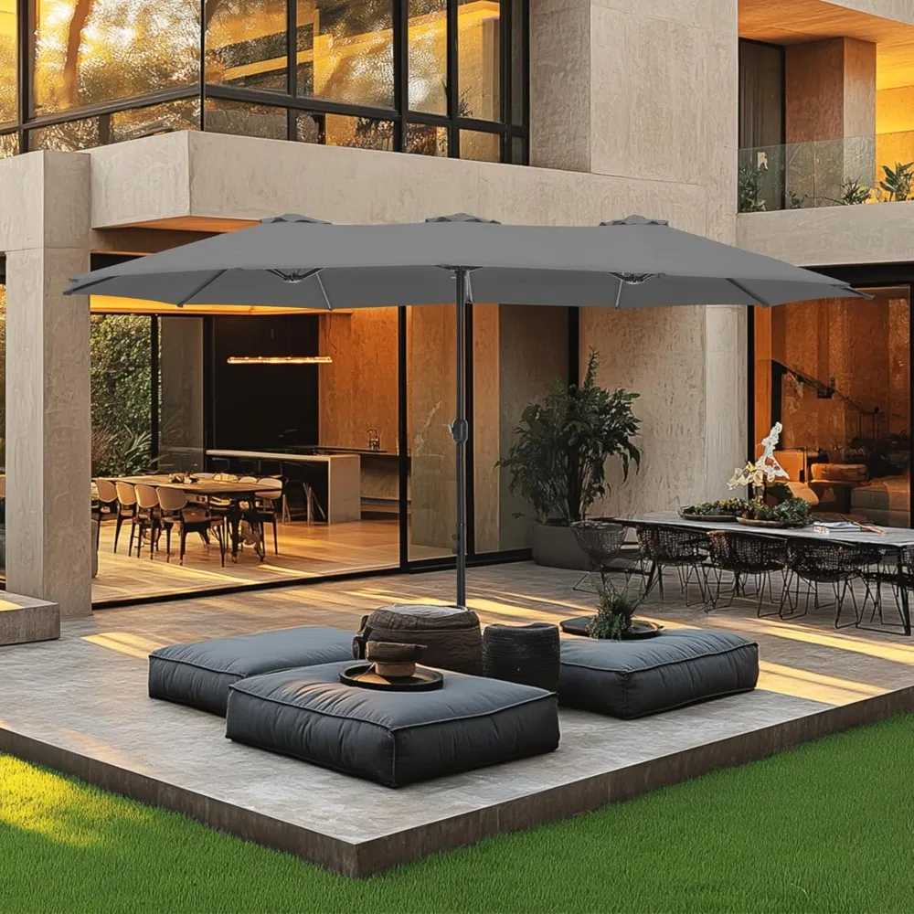 15ft Double Sided Patio Umbrella with Base Included, Outdoor Large Rectangular Market Umbrellas with Crank Handle
15ft Double Sided Patio Umbrella with Base Included, Outdoor Large Rectangular Market Umbrellas with Crank Handle