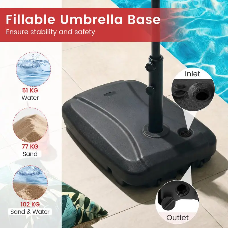 225 LBS Cantilever Patio Umbrella Base with Wheels and Crossed Base
225 LBS Cantilever Patio Umbrella Base with Wheels and Crossed Base