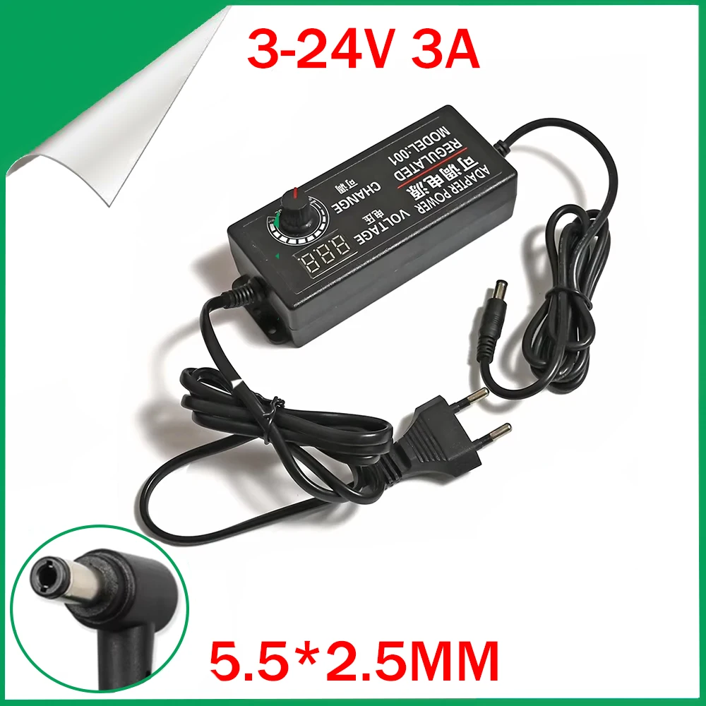 Adjustable Adapter AC 100-220V to DC 3-24V 3A Power Supply Universal With Display Screen
Adjustable Adapter AC 100-220V to DC 3-24V 3A Power Supply Universal With Display Screen