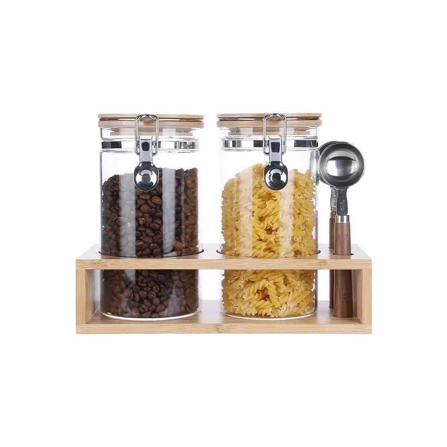 Glass Coffee and Sugar Containers with Airtight Hinged Lids,Sealed Glass Jar Canisters with Scoops for Ground Coffee,Beans,Loose
Glass Coffee and Sugar Containers with Airtight Hinged Lids,Sealed Glass Jar Canisters with Scoops for Ground Coffee,Beans,Loose