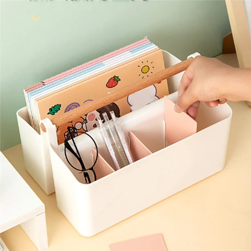 A63X-2 Piece Pen Holder Desk Caddys With Wooden Handle Art Crafts Storage Organizer With Adjustable Compartment (White/Blue)
A63X-2 Piece Pen Holder Desk Caddys With Wooden Handle Art Crafts Storage Organizer With Adjustable Compartment (White/Blue)