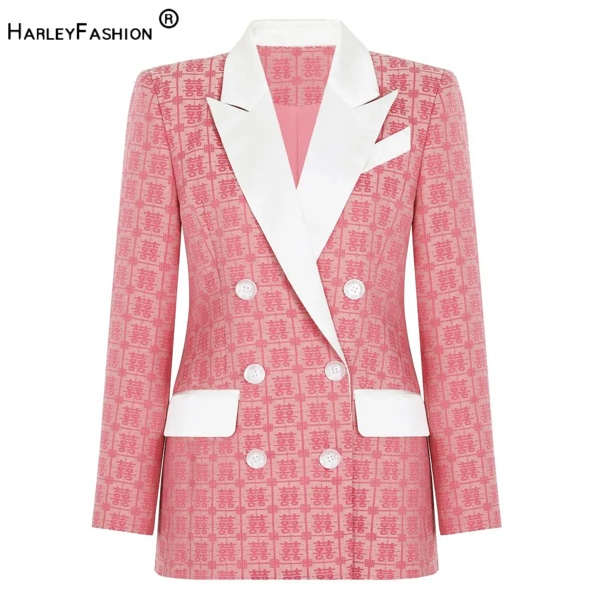 In Stock New Arrival Lady Fashion Chinese Characters Outwear Notched Long Sleeve Double-breasted Women Slim Fitted Blazer
In Stock New Arrival Lady Fashion Chinese Characters Outwear Notched Long Sleeve Double-breasted Women Slim Fitted Blazer
