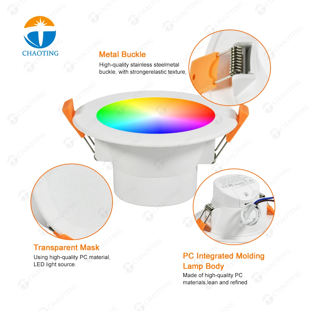 Wifi APP Dimmable RGB Recessed Ceiling Downlight 5W 9W 12W Spot Light RGB+CCT 2700K-6000K Smart LED Light Downlight
Wifi APP Dimmable RGB Recessed Ceiling Downlight 5W 9W 12W Spot Light RGB+CCT 2700K-6000K Smart LED Light Downlight