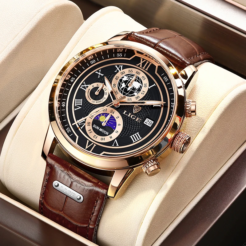 Мужские модные часы LIGE: повседневные, для активного отдыха, кожаные, креативные, светящиеся, с 24-часовым отображением фаз Луны, водонепроницаемые, кварцевые, для мужчин + коробка
Мужские модные часы LIGE: повседневные, для активного отдыха, кожаные, креативные, светящиеся, с 24-часовым отображением фаз Луны, водонепроницаемые, кварцевые, для мужчин + коробка