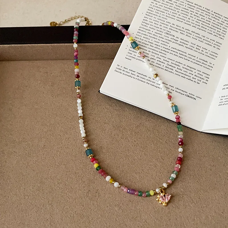 Minar Handmade Multicolor Natural Stone Crystal Beads Strand Heart Beaded Necklace for Women 14K Real Gold Plated Copper Choker
Minar Handmade Multicolor Natural Stone Crystal Beads Strand Heart Beaded Necklace for Women 14K Real Gold Plated Copper Choker