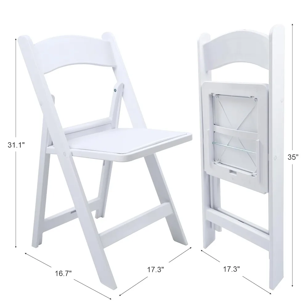 White Resin Folding Chair with Cushion & Backrest,700LB Weight Capacity Event Chair,Indoor/Outdoor Lightweight, Customized
White Resin Folding Chair with Cushion & Backrest,700LB Weight Capacity Event Chair,Indoor/Outdoor Lightweight, Customized