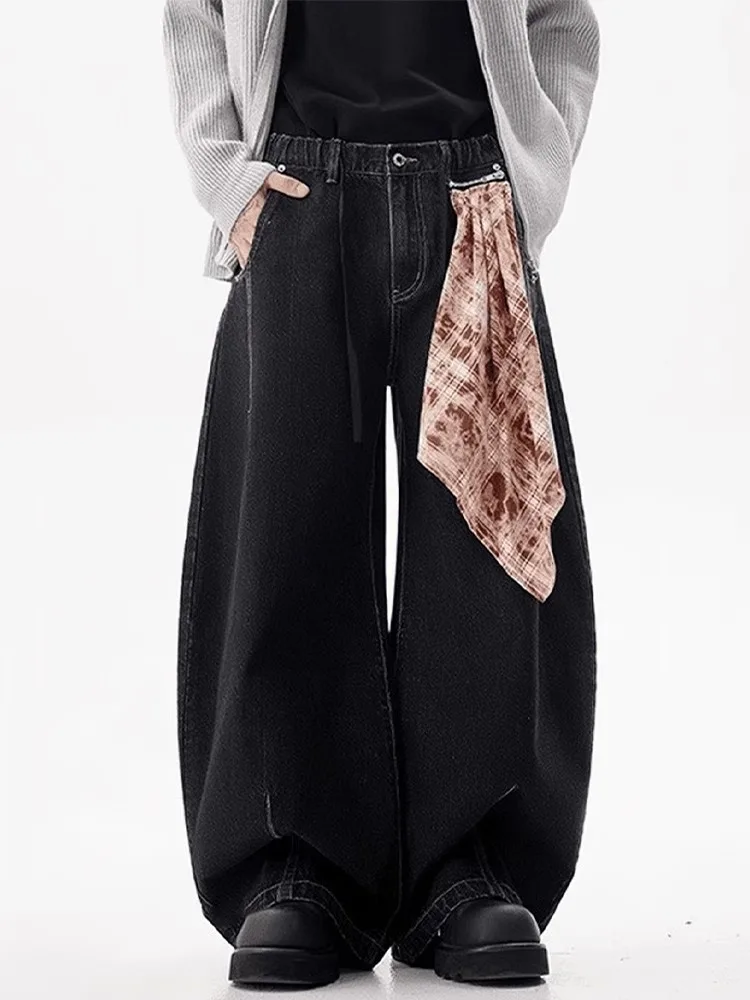 Retro American Style Loose Wide Leg Jeans for Men with Scarf Splicing Black Knife Spring Fashionable Youth Jeans
Retro American Style Loose Wide Leg Jeans for Men with Scarf Splicing Black Knife Spring Fashionable Youth Jeans