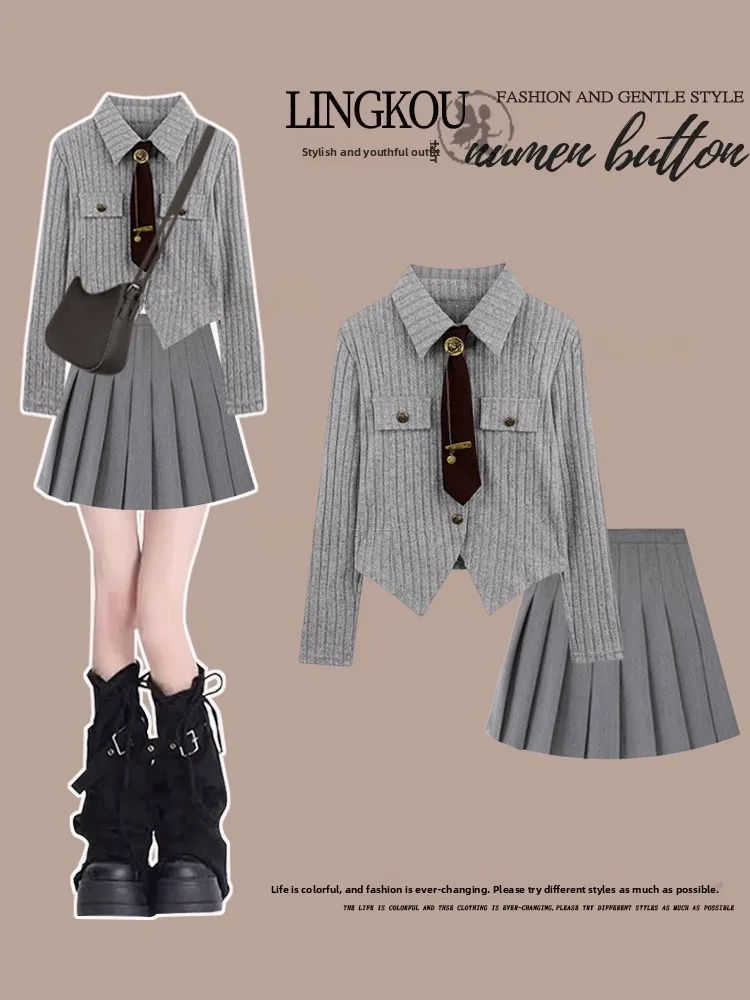 Korean Style plus Size Spring Summer Outfit Women's Elegant School Uniform Knitted Top High Waist Slimming Pleated Skirt...
Korean Style plus Size Spring Summer Outfit Women's Elegant School Uniform Knitted Top High Waist Slimming Pleated Skirt...