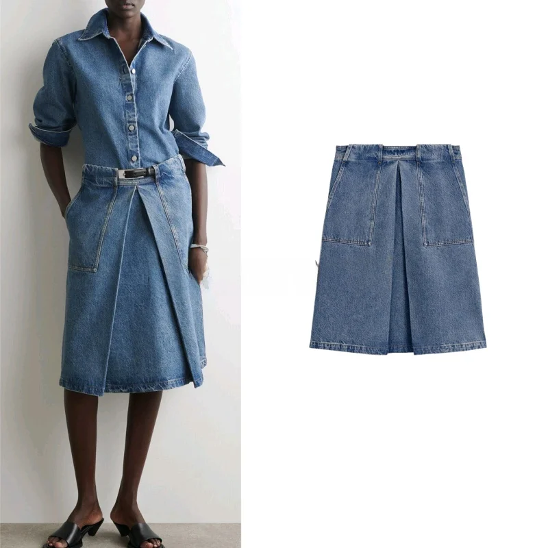 Summer New Standard Fit Zipper A-Line Midi Length Denim Skirt Women's Premium Quality Pleated Half-length Polyester Fiber
Summer New Standard Fit Zipper A-Line Midi Length Denim Skirt Women's Premium Quality Pleated Half-length Polyester Fiber