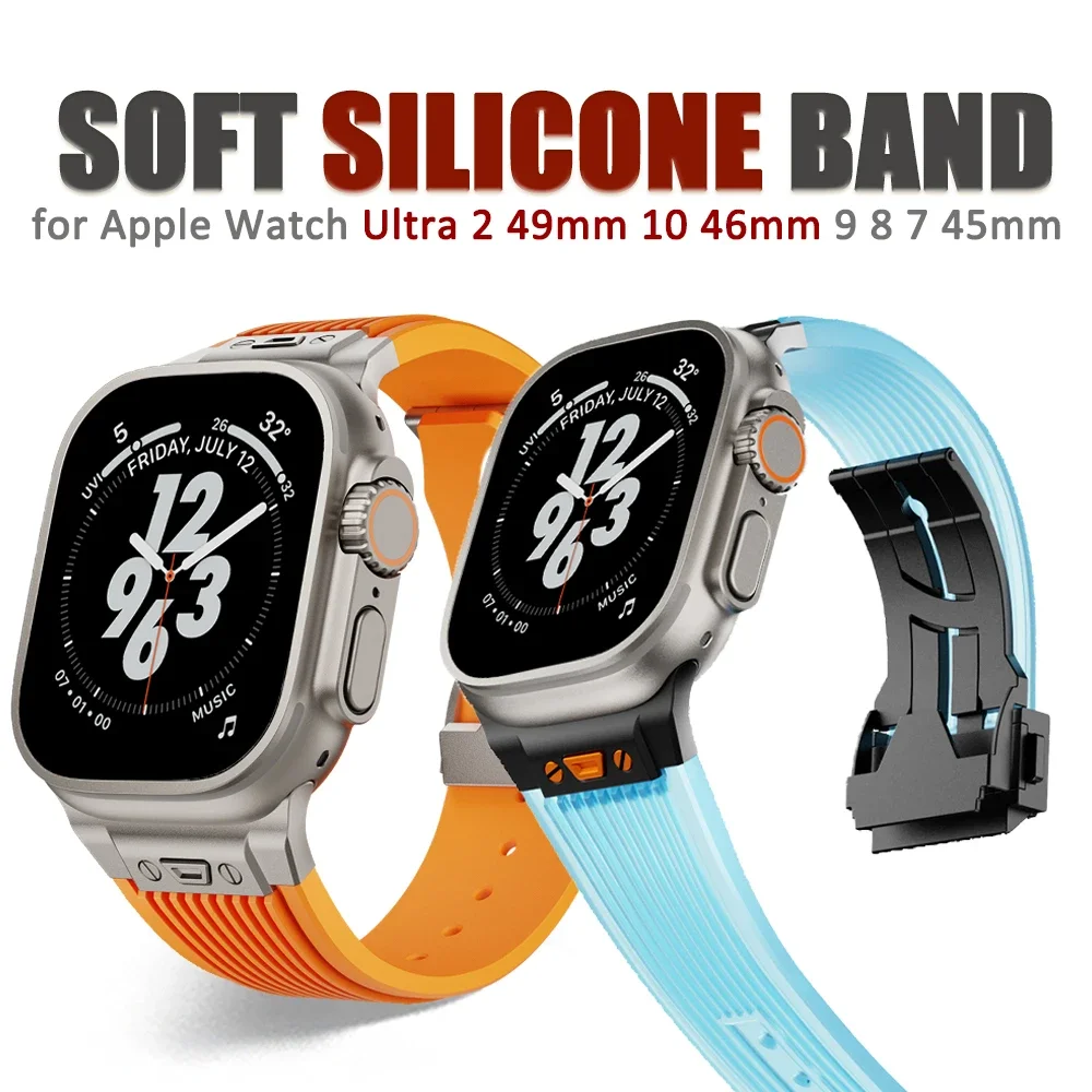 Transparent Silicone Bracelet for Apple Watch Ultra 2 49mm Series 10 9 8 7 46mm 45 Sport Men Band for iWatch 6 5 4 SE 44mm Strap
Transparent Silicone Bracelet for Apple Watch Ultra 2 49mm Series 10 9 8 7 46mm 45 Sport Men Band for iWatch 6 5 4 SE 44mm Strap