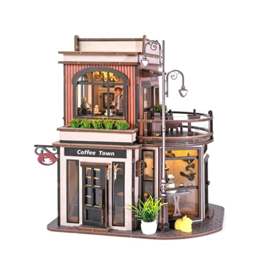 Coffee Shop Book Nook Kits for Adults: 3D Wooden Puzzle Miniature House with Warm White LED Lights, Natural Wood Color, Creativ
Coffee Shop Book Nook Kits for Adults: 3D Wooden Puzzle Miniature House with Warm White LED Lights, Natural Wood Color, Creativ