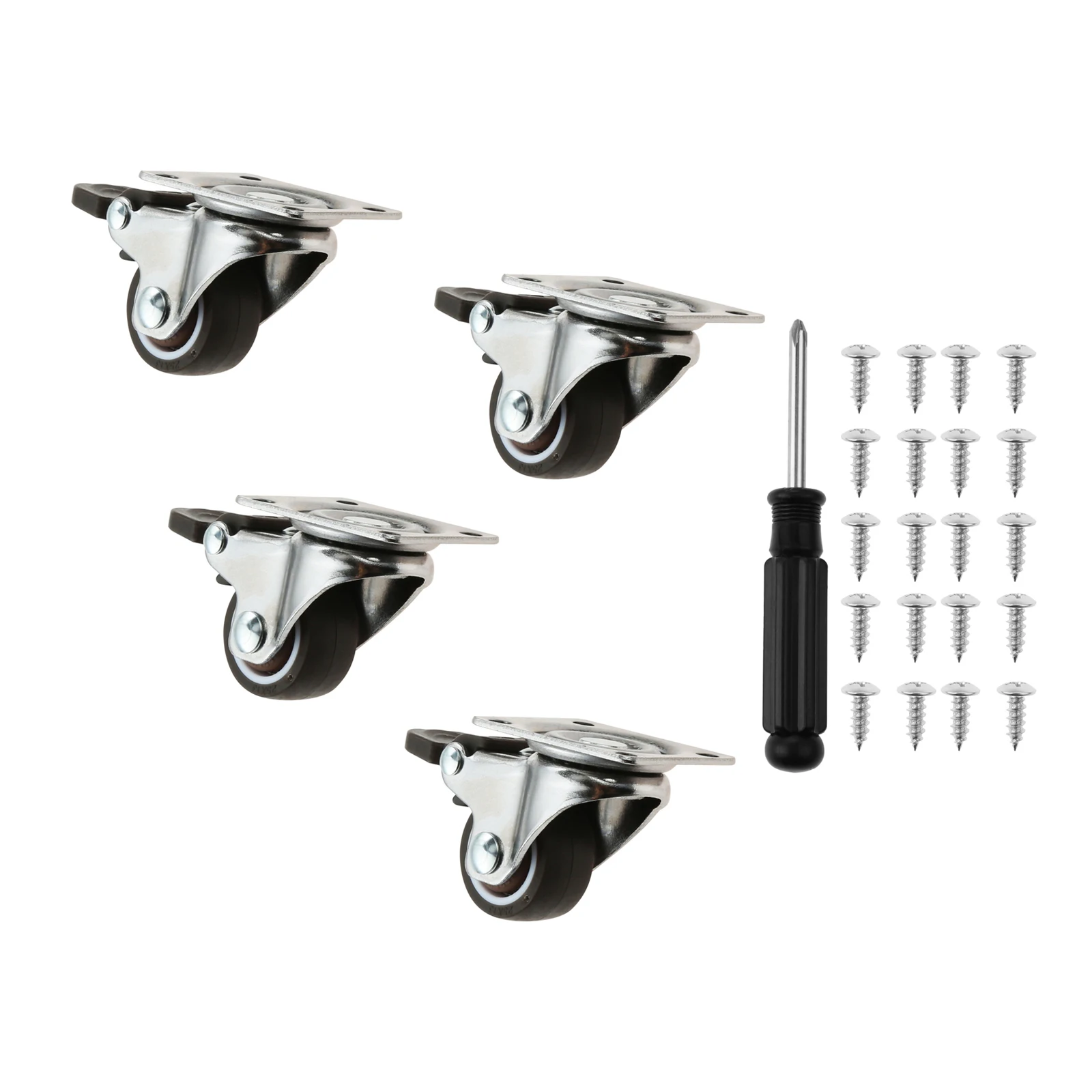 4pcs/set Swivel Casters with Brake 1 Inch Locking Plate Wheel with Screws Screwdriver Non-skid Non-noise 360 Degree Rotation
4pcs/set Swivel Casters with Brake 1 Inch Locking Plate Wheel with Screws Screwdriver Non-skid Non-noise 360 Degree Rotation