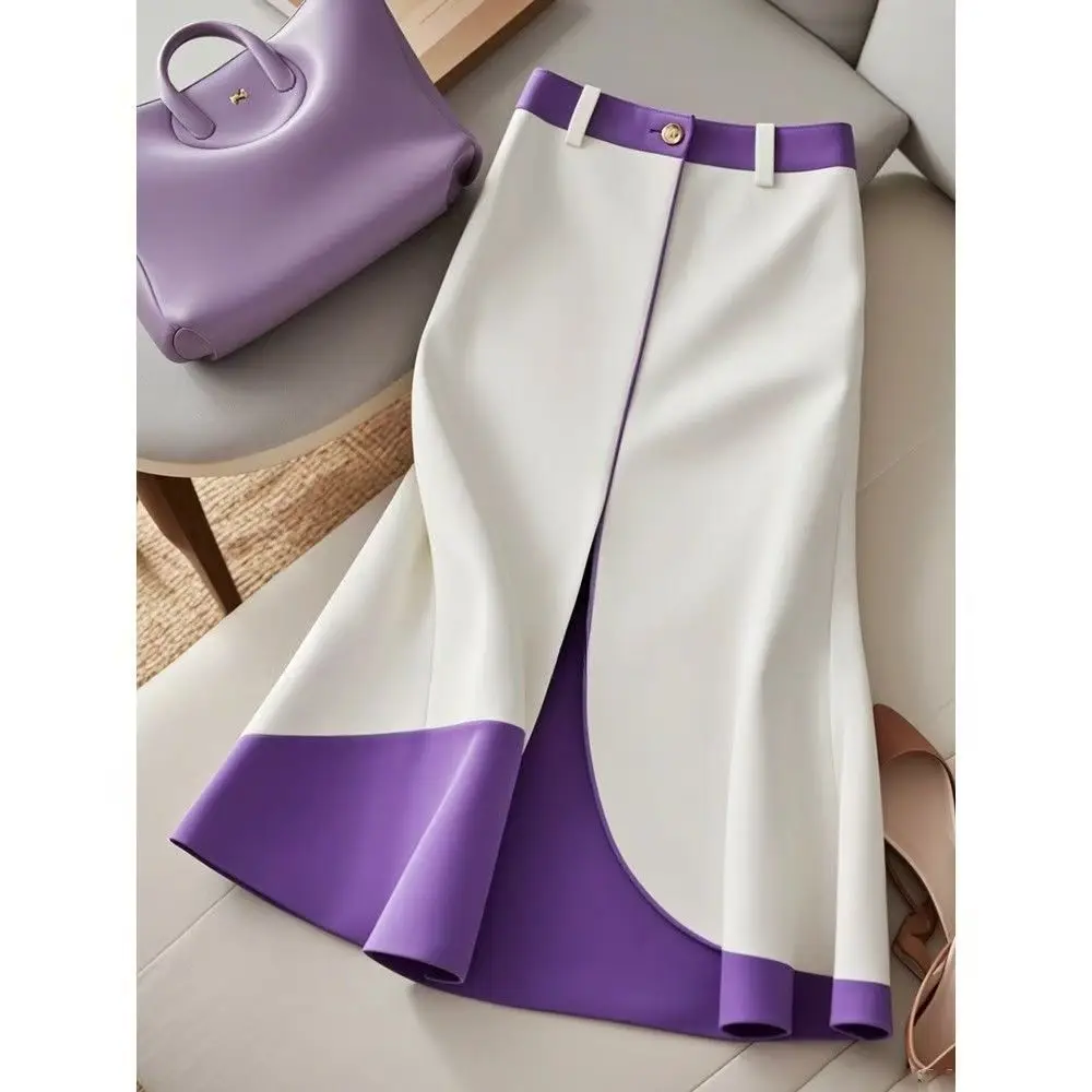 Fashion Contrast Color Midi Skirt Autumn New Women Elastic High Waist Slim A-line Skirt Elegant Patchwork Office Lady Jupe
Fashion Contrast Color Midi Skirt Autumn New Women Elastic High Waist Slim A-line Skirt Elegant Patchwork Office Lady Jupe