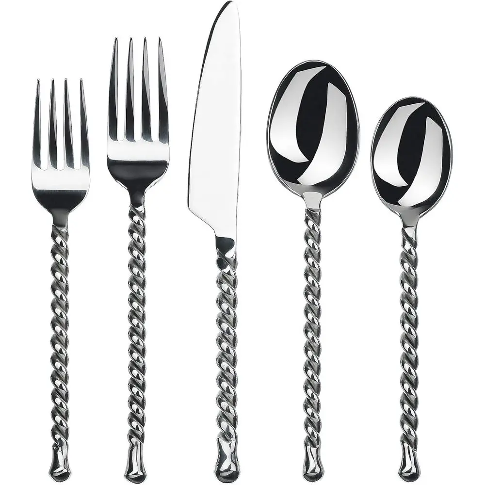4-Piece Stainless Steel Silverware Set, Polished Cutlery, Dishwasher Safe
4-Piece Stainless Steel Silverware Set, Polished Cutlery, Dishwasher Safe