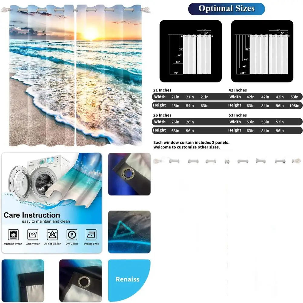 Шторы Ocean Sunset Beach, 53x84 дюйма, 2 панели, затемняющие, для спальни/гостиной, прочные
Шторы Ocean Sunset Beach, 53x84 дюйма, 2 панели, затемняющие, для спальни/гостиной, прочные