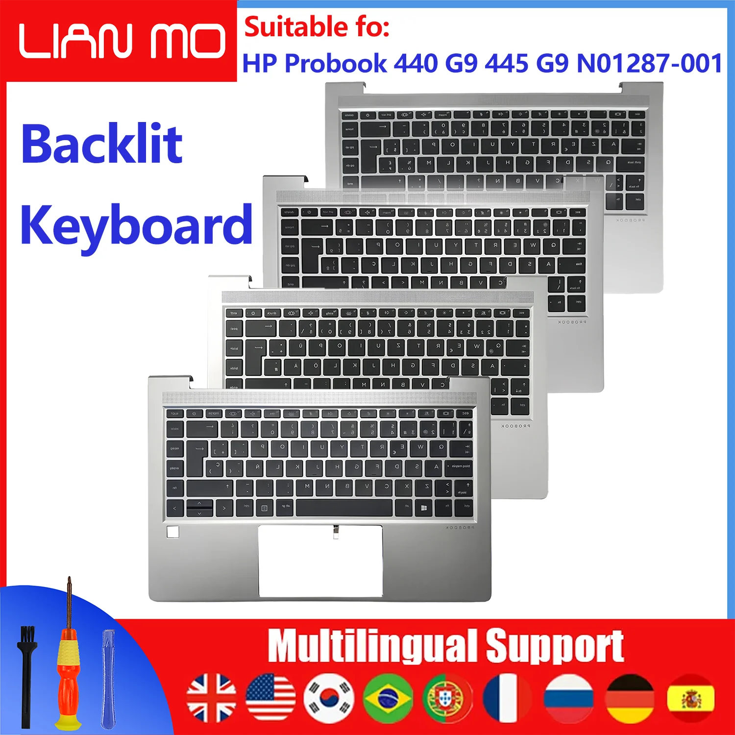 Belgian/Brazil/German/Spanish/French/Latin Spanish layout for HP Probook 440 G9 445 G9 N01287-001 C-shell backlight keyboard
Belgian/Brazil/German/Spanish/French/Latin Spanish layout for HP Probook 440 G9 445 G9 N01287-001 C-shell backlight keyboard