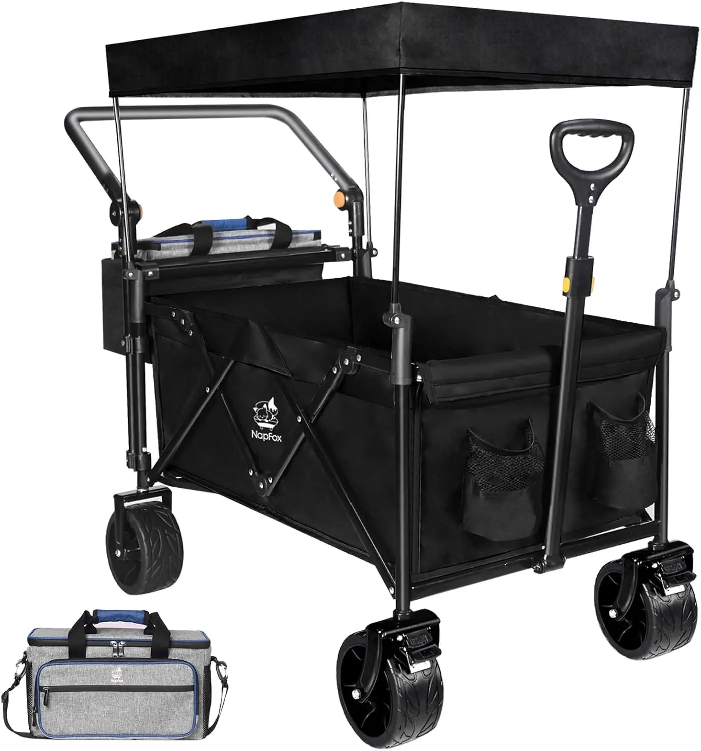 Collapsible Wagon Heavy Duty Folding Wagon Cart with Removable Canopy, 4" Wide Large All Terrain Wheels, Brake, Adjustable Handl
Collapsible Wagon Heavy Duty Folding Wagon Cart with Removable Canopy, 4" Wide Large All Terrain Wheels, Brake, Adjustable Handl