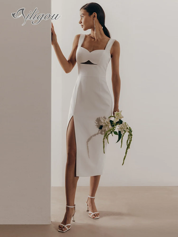 Ailigou 2023 Women's Sexy Shoulder Strap Beaded V-neck Sleeveless Hollow out Design Dress Elegant Sleeveless Maxi Bandage Dress
Ailigou 2023 Women's Sexy Shoulder Strap Beaded V-neck Sleeveless Hollow out Design Dress Elegant Sleeveless Maxi Bandage Dress